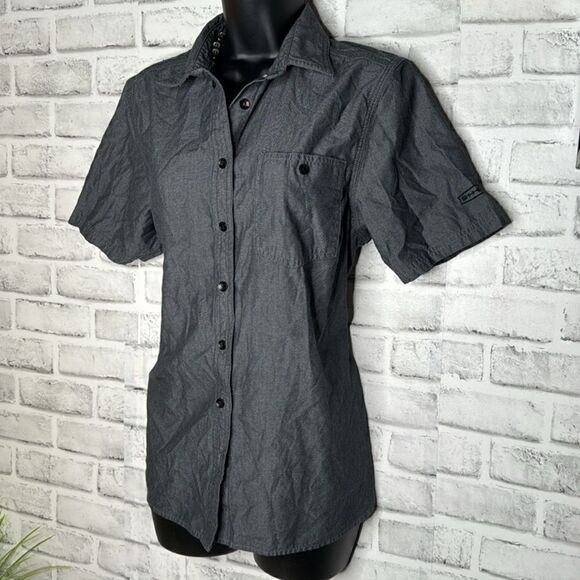 Loomstate Sheetz Short Sleeve Stain-Resistant Tapered Button Down Shirt Medium - Picture 3 of 6